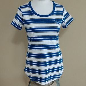 NEW Kentucky Wildcats Women's T-shirt short slv Tee Blue Stripe UK UG Apparel Sm